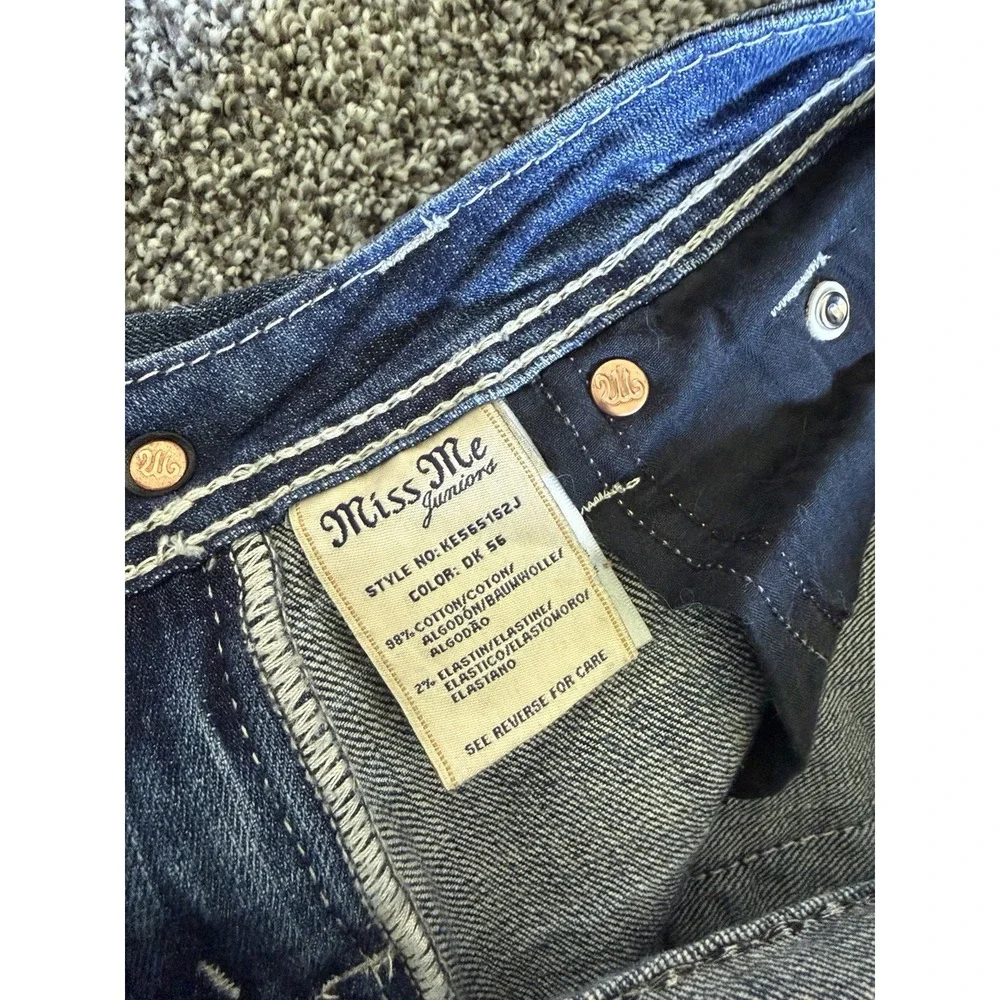 Miss Me Skinny Jeans Blue Bling Embellished Stretch Denim Girls Size 14 25